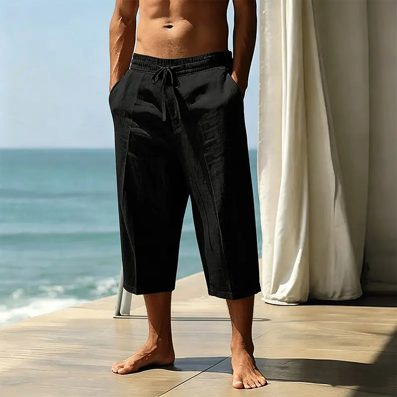 Men’s Lyocell Linen-Blend Mid-Length Shorts – Loose Fit, Breathable & Lightweight