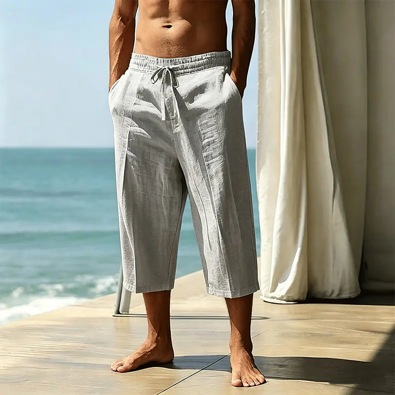 Men’s Lyocell Linen-Blend Mid-Length Shorts – Loose Fit, Breathable & Lightweight