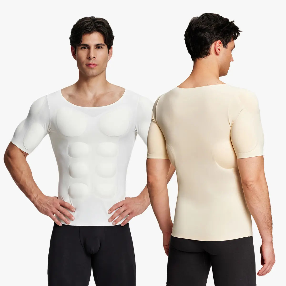 Vue avant et arrière d'une chemise athlétique blanche sans couture