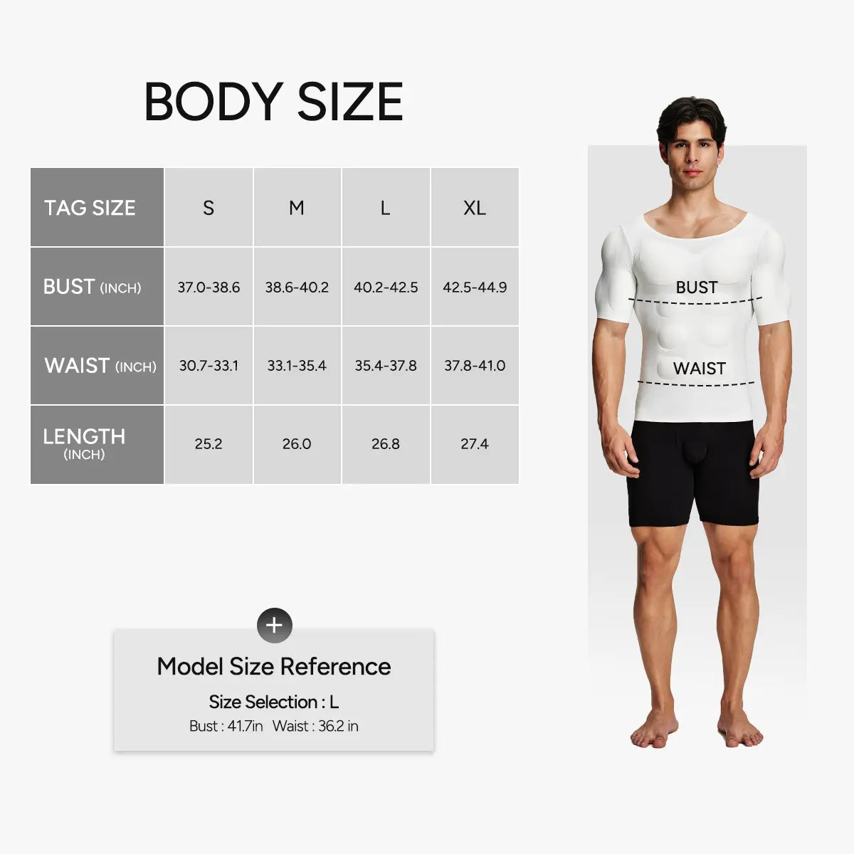 Tableau des tailles pour le t-shirt athlétique sans couture pour hommes