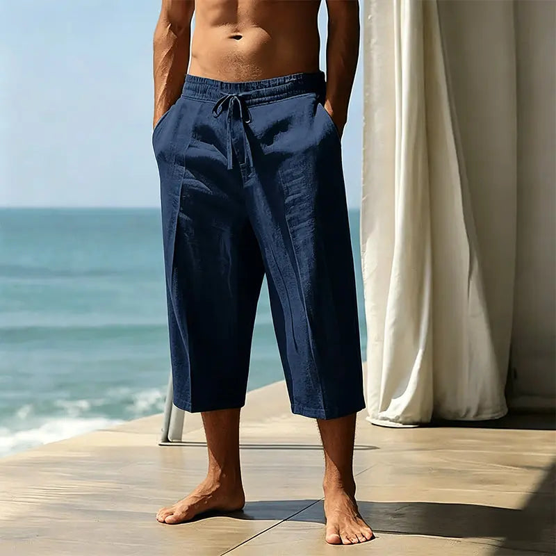 Men’s Lyocell Linen-Blend Mid-Length Shorts – Loose Fit, Breathable & Lightweight